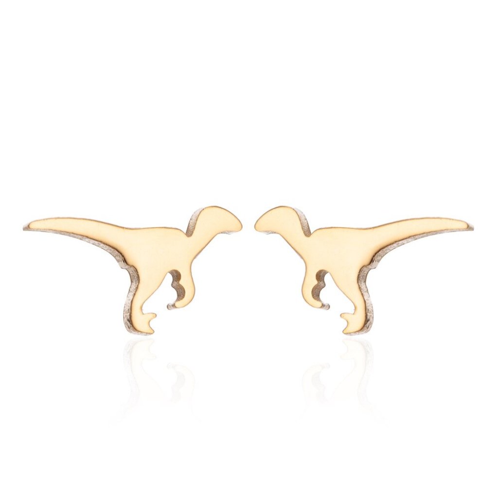 Rose Gold Dinosaur Stud Earrings